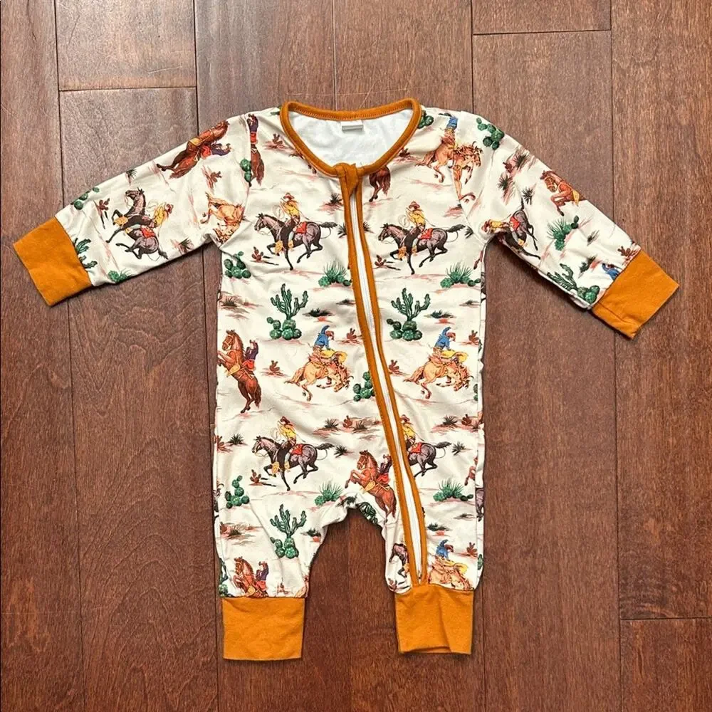 Baby’s Western Adventure Jumpsuit PJs, Size 3-6 Months